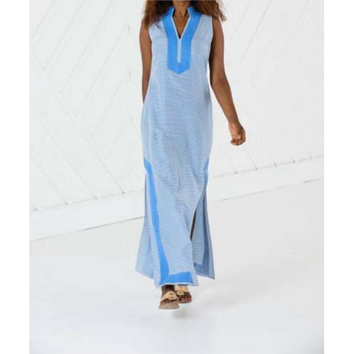 SAIL to SABLE sleeveless classic maxi tunic in blue/white stripe