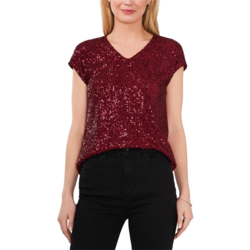 Vince Camuto womens sequined cap sleeve blouse