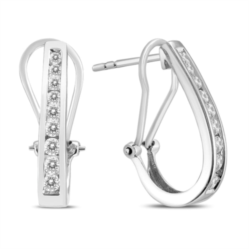SSELECTS 1/2 carat tw channel-set diamond omega back hoop earrings in 14k white gold h-i color, si1-si2 clarity