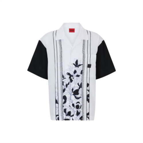 HUGO oversize-fit cotton shirt with floral and chain print