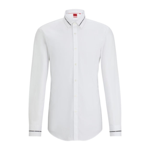 HUGO slim-fit shirt with piped collar and cuffs