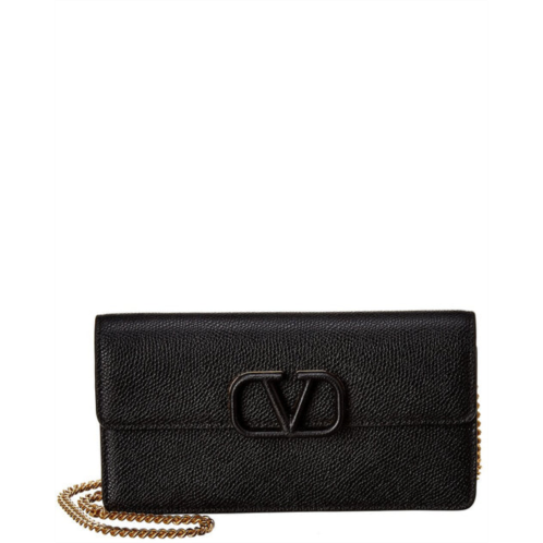 Valentino vsling small grainy leather wallet on chain