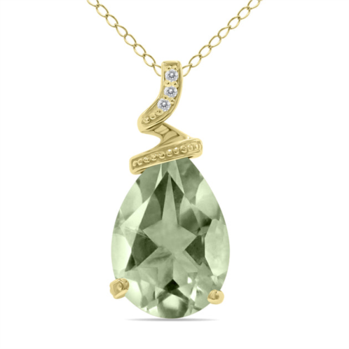 SSELECTS 5 carat pear shaped amethyst & diamond pendant in 10k