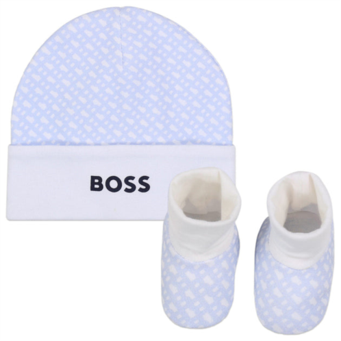 BOSS pale blue hat and booties set