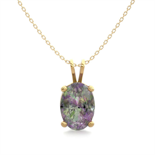 SSELECTS 1 carat oval shape mystic topaz necklace in 14 karat yellow gold over sterling silver, 18 inches