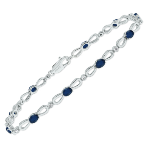 SSELECTS sapphire and natural diamond ribbon loop bracelet in .925 sterling silver