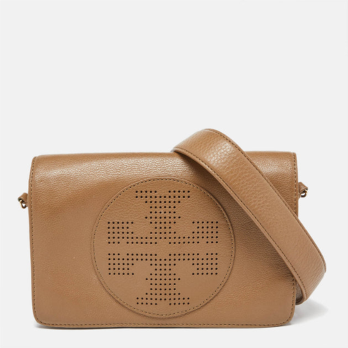 Tory Burch perforated logo leather flap crossbody bag