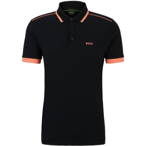 Hugo Boss mens paddy 1 short sleeve polo with contrast trim, black