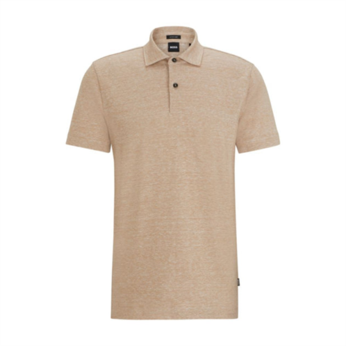 BOSS regular-fit polo shirt in cotton and linen