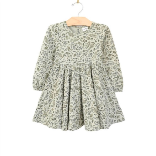 City Mouse girls twirl dress in loden sprigs