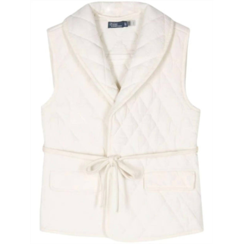 RALPH LAUREN polo quilted vest with tie belt in natural seeded