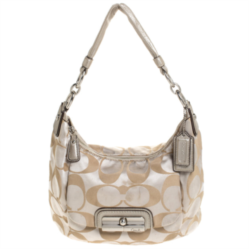 Coach /gold canvas and leather kristin hobo