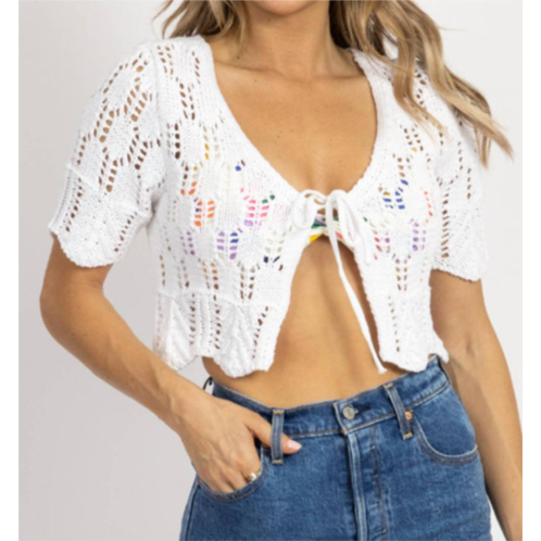 Emory Park crochet front tied crop top in white