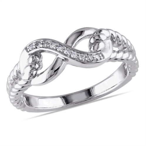 Mimi & Max diamond infinity link ring in sterling silver