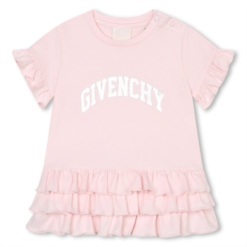 Givenchy pink logo short dress with ruffles