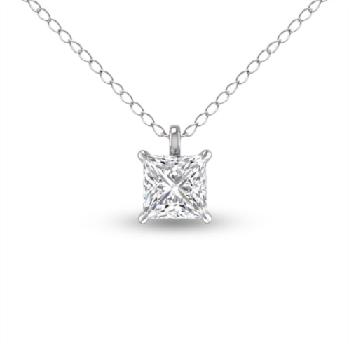 SSELECTS lab grown 1 carat princess cut solitaire diamond pendant in 14k white gold