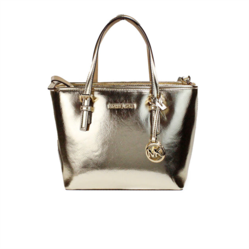 Michael Kors jet set pale metallic xs carryall top zip tote bag womens purse
