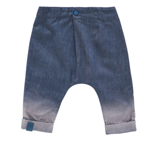 Omamimini denim baby joggers with front pleat