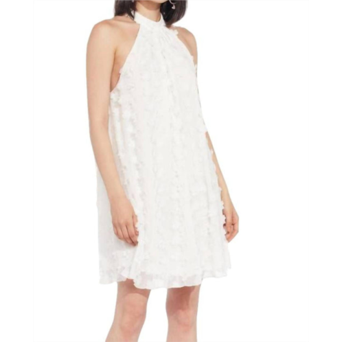 EVA FRANCO halter swing mini dress in white petal