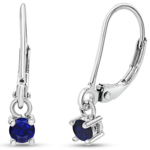 SSELECTS 1/5 carat created sapphire leverback earrings in sterling silver