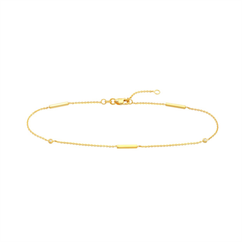 SSELECTS 14k solid yellow gold and natural diamond bar anklet
