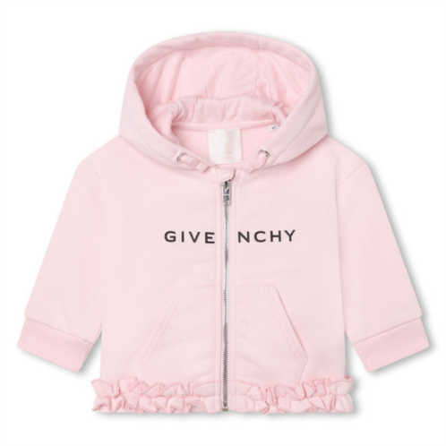 Givenchy pink logo cotton blend jersey hoodie