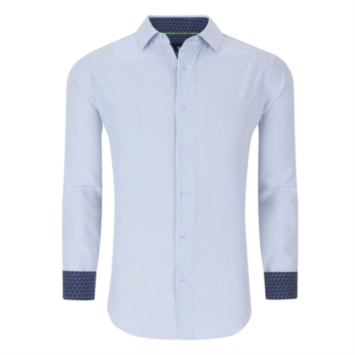 Tom Baine slim fit performance long sleeve geometric button down