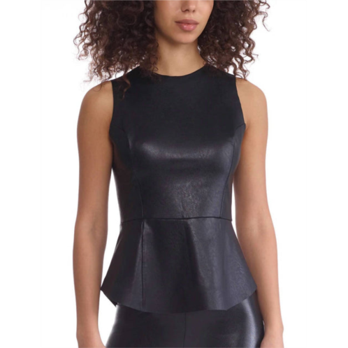 Commando faux leather peplum shell top in black