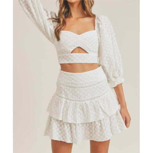 MABLE eyelet crop top and mini skirt set in white