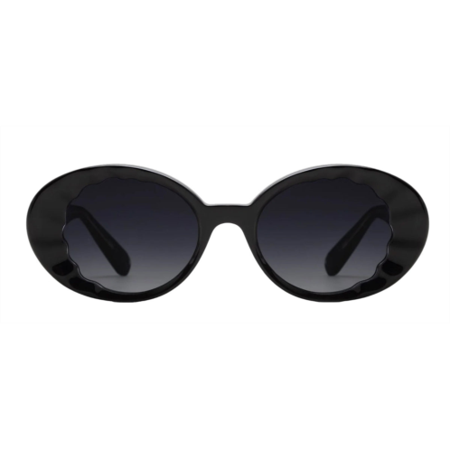 KREWE alixe black + black and crystal oval sunglasses