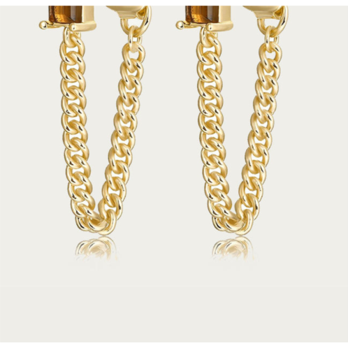 F+H Studios lionel gemstone + chain studs in gold
