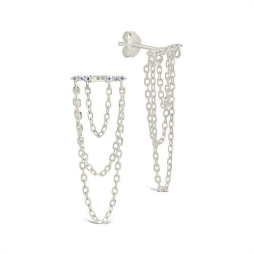 Sterling Forever phoebe cz chain drop studs