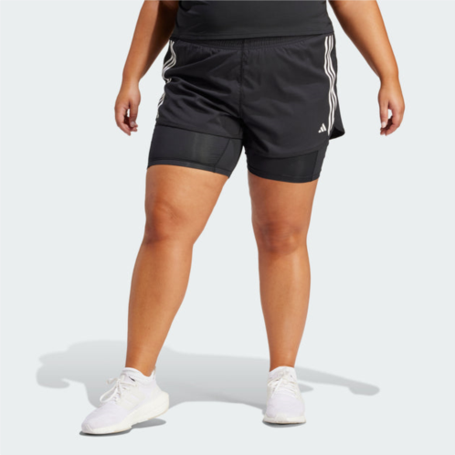 Adidas womens own the run 3-stripes 2-in-1 shorts