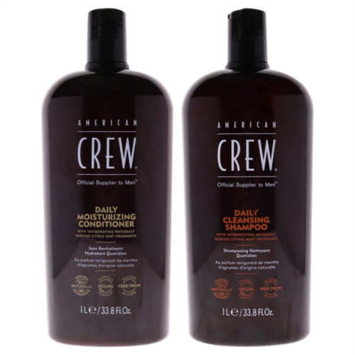 American Crew daily cleansing shampoo and moisturizing conditioner kit by for men - 2 pc kit 33.8oz shampoo, 33.8oz conditioner