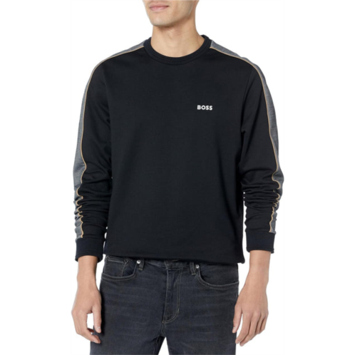 Hugo Boss mens embroidered logo cotton blend sweatshirt, black thunder
