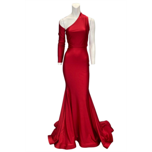 Issue New York one sleeve evening gown in red