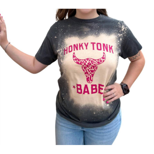 Bling A Gogo honky tonk babe bleached tee shirt in black multi