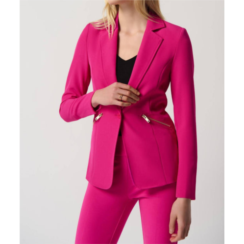 Joseph Ribkoff blazer with zippered pockets in shocking pink