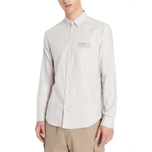 Armani Exchange mens cotton long sleeve button-down shirt