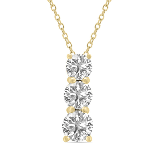 SSELECTS 1.50 ctw lab grown diamond three stone pendant in 14k yellow gold