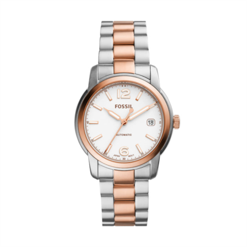 Fossil womens heritage automatic, stainless steel watch