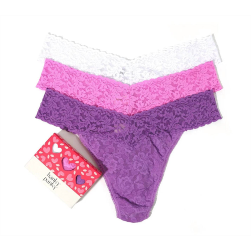 HANKY PANKY valentine original rise thong (3 pcs/pack) in candied violet/enchanted rose/ white