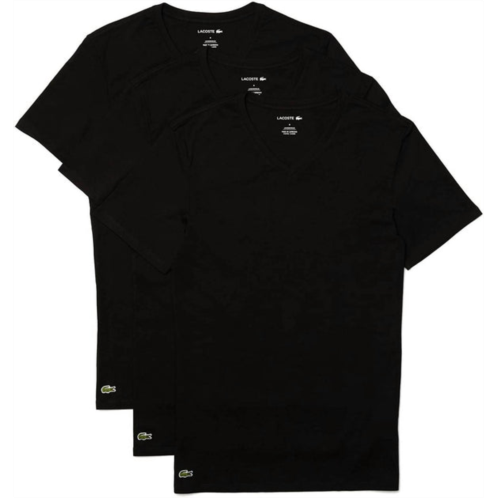 LACOSTE mens slim fit v-neck t-shirts undershirts - 3 pack in black