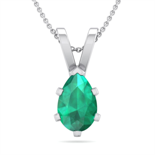 SSELECTS 3/4 carat pear shape emerald necklaces in sterling silver, 18 inch chain