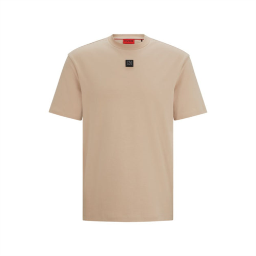 HUGO interlock-cotton regular-fit t-shirt with stacked logo