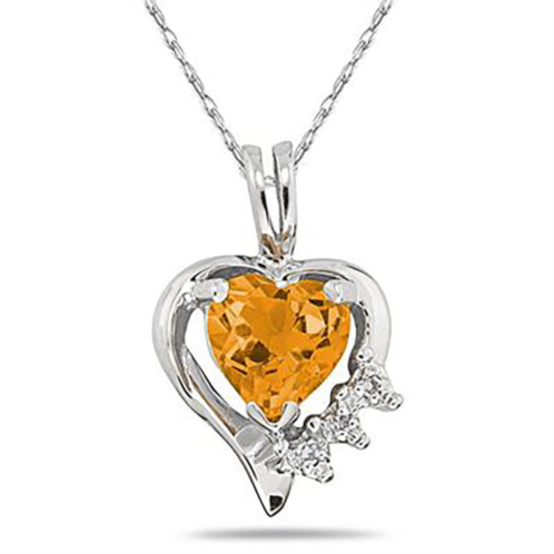 SSELECTS heart shape citrine & diamond pendant in 10k