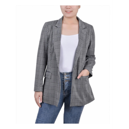 NY Collection petites womens houndstooth business one-button blazer