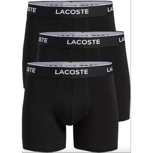 LACOSTE mens casual classic 3 pack cotton stretch boxer briefs in black