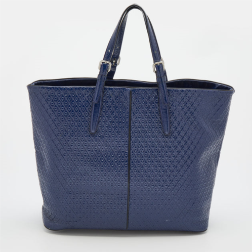 Tod navy patent leather signature shopper tote
