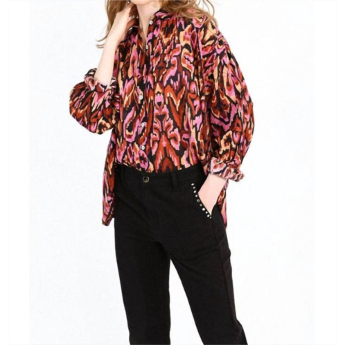 MOLLY BRACKEN loose patterned shirt in camel